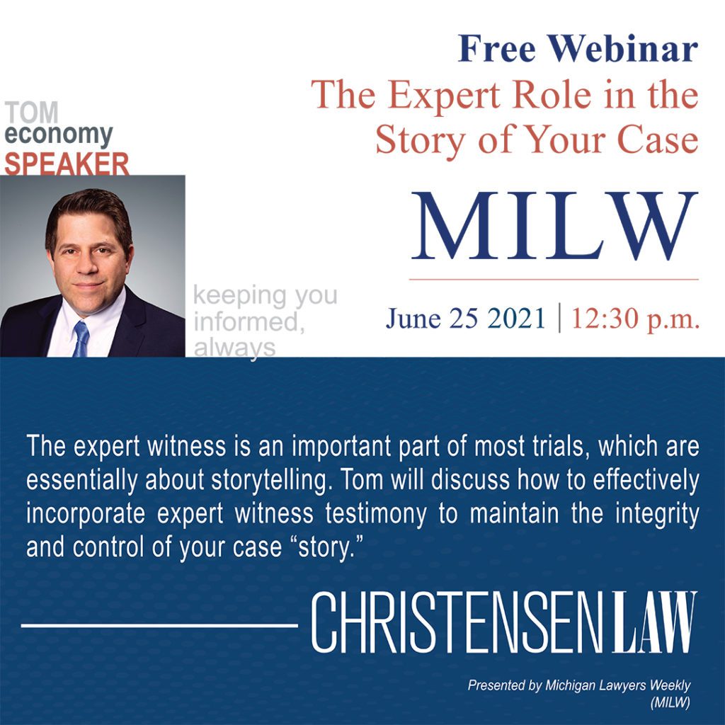Michigan personal injury attorneys Christensen Law speak at free webinar about expert witnesses at trial