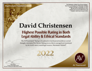 Dave Christensen - Christensen Law - 2022 AV Preeminent Rating