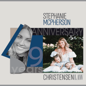 Christensen Law Paralegal Stephanie McPherson celebrates 9 year anniversary