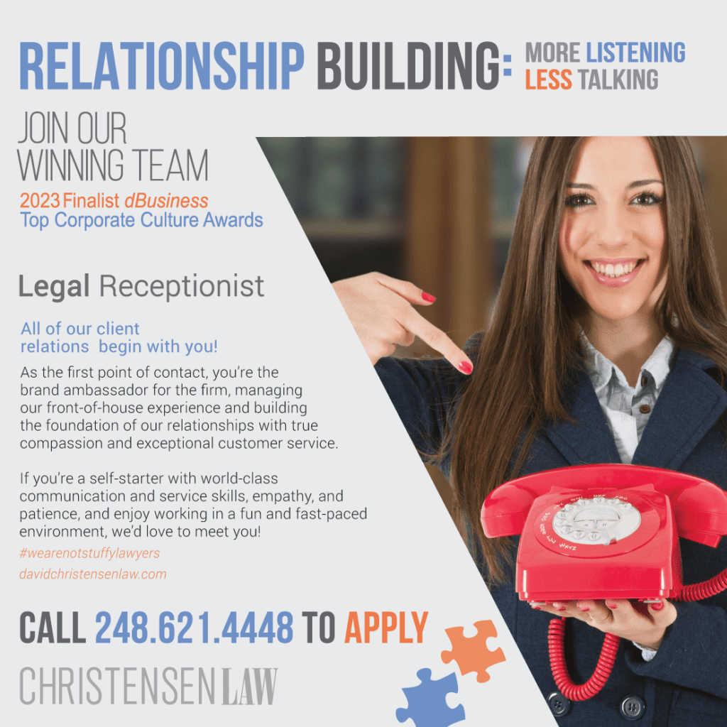 Receptionist Ad Christensen Law
